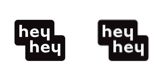 vector vs bitmap toegepast op het Hey Hey logo